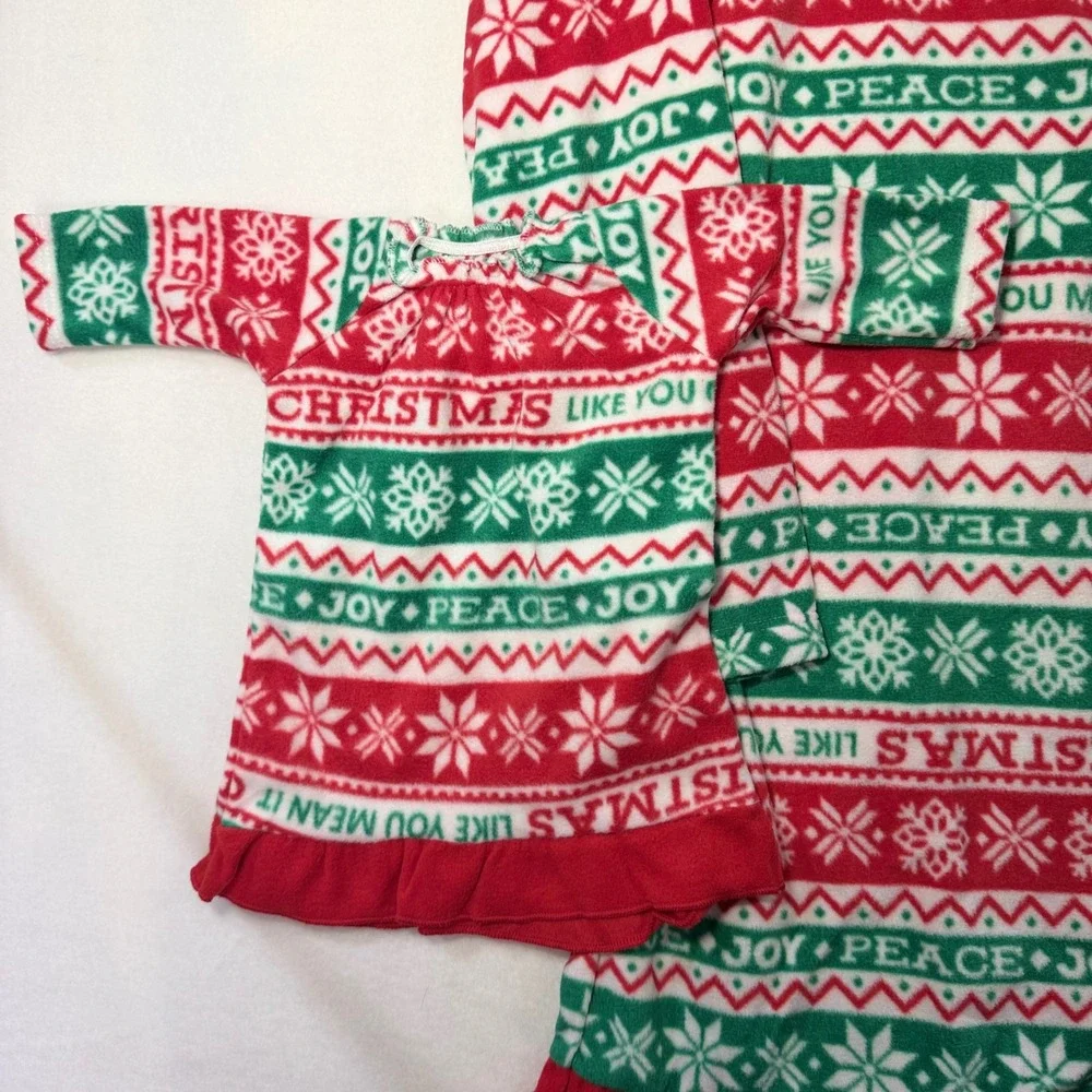 Matching Doll and Girls size 7/8 Christmas Fleece Nightgowns